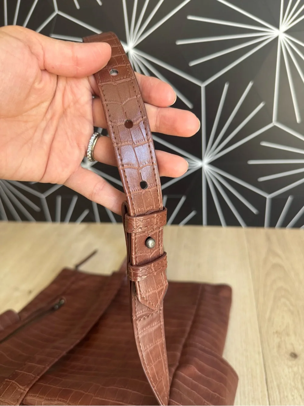 Freshly Picked Mini Minimal Backpack - Chocolate Croc Embossed Vegan Leather